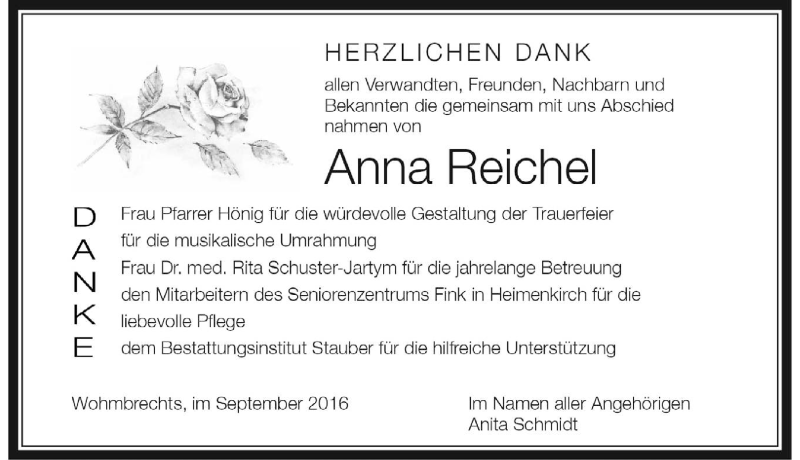 Traueranzeigen Von Anna Reichel Augsburger Allgemeine Zeitung