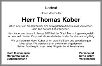 Traueranzeigen Von Thomas Kober Augsburger Allgemeine Zeitung