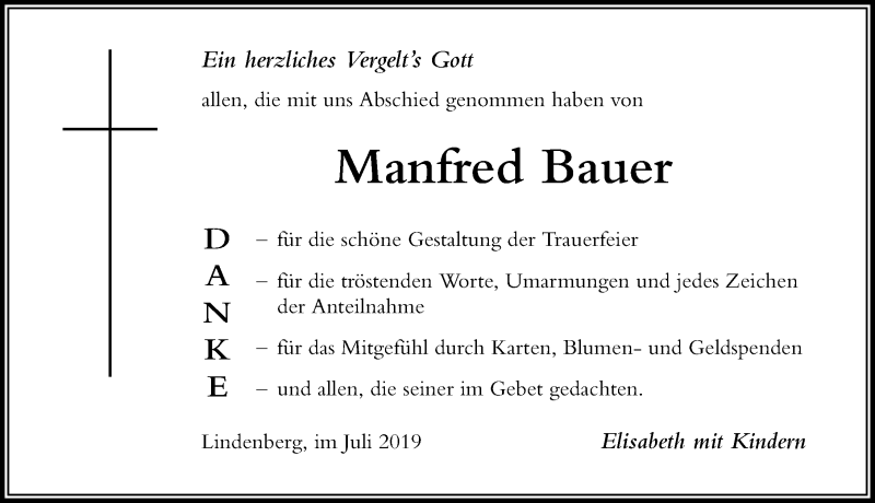 Traueranzeigen Von Manfred Bauer Augsburger Allgemeine Zeitung