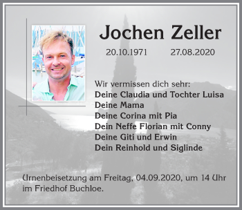 Traueranzeigen Von Jochen Zeller Augsburger Allgemeine Zeitung