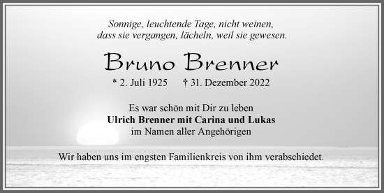 Traueranzeigen Von Bruno Brenner Augsburger Allgemeine Zeitung