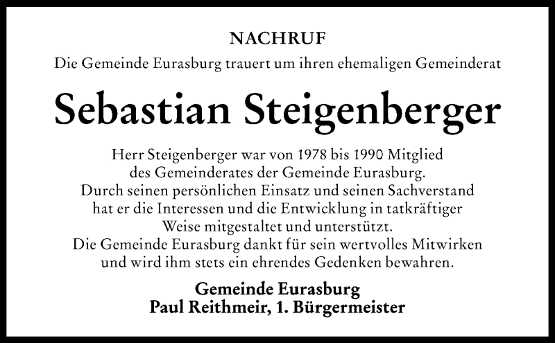 Traueranzeigen Von Sebastian Steigenberger Augsburger Allgemeine Zeitung