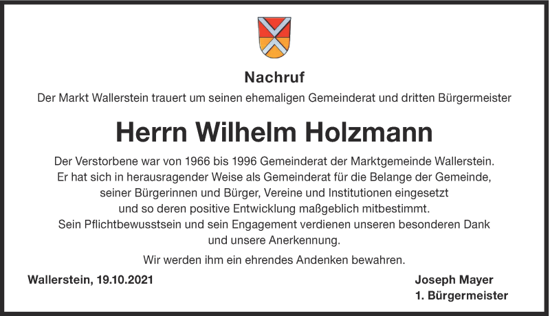 Traueranzeigen Von Wilhelm Holzmann Augsburger Allgemeine Zeitung