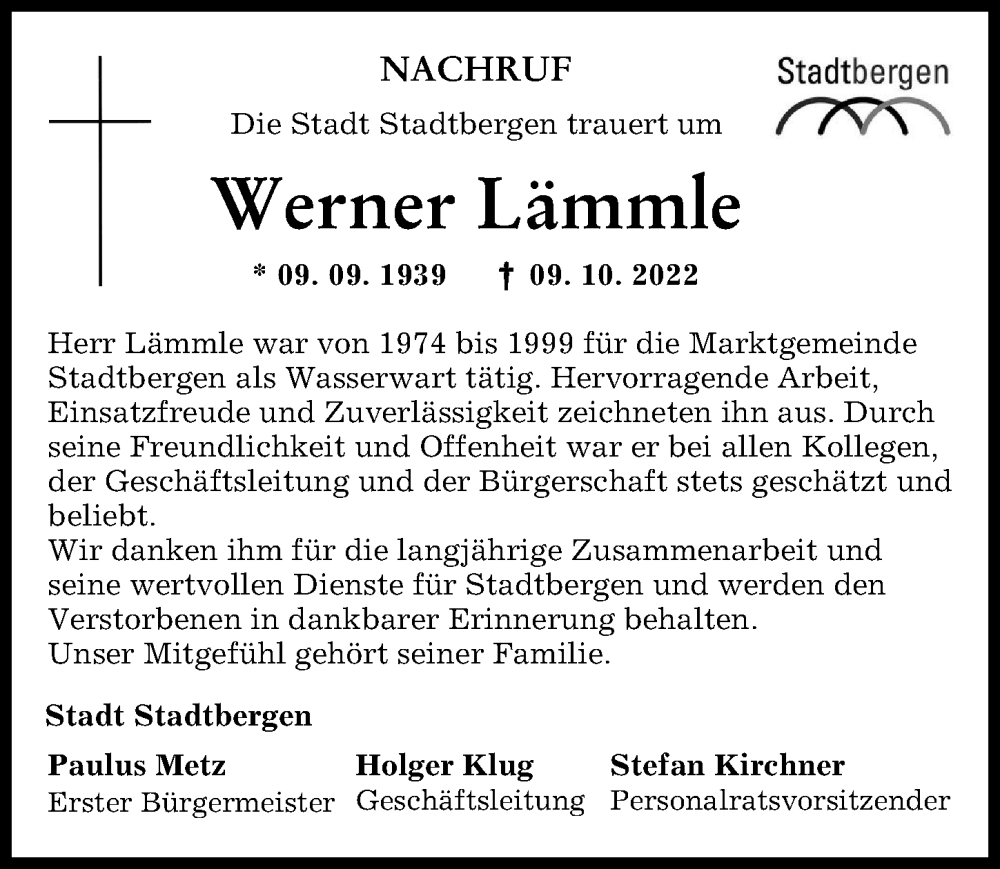 Traueranzeigen Von Werner L Mmle Augsburger Allgemeine Zeitung