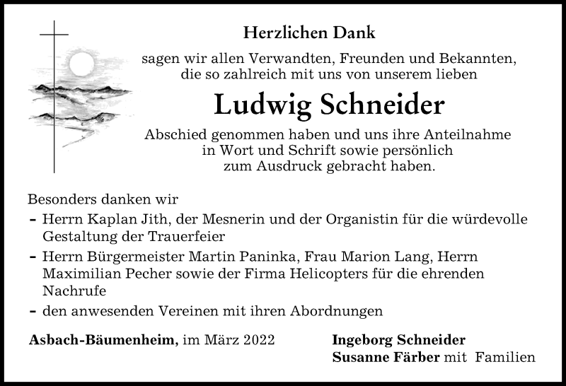 Traueranzeigen Von Ludwig Schneider Augsburger Allgemeine Zeitung