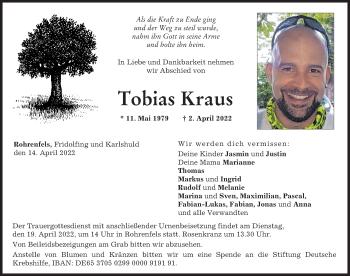 Traueranzeigen Von Tobias Kraus Augsburger Allgemeine Zeitung