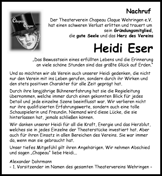 Traueranzeigen Von Heidi Eser Augsburger Allgemeine Zeitung