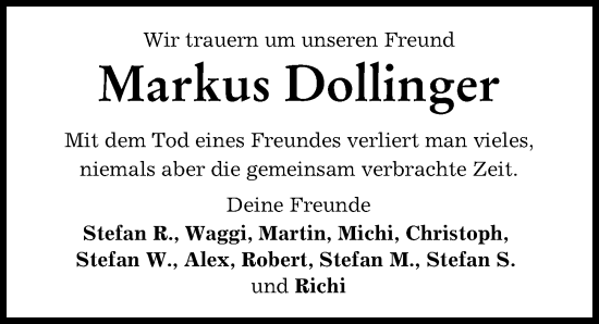 Traueranzeigen Von Markus Dollinger Augsburger Allgemeine Zeitung