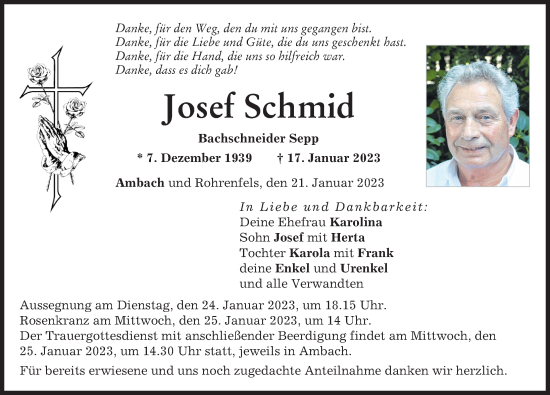 Traueranzeigen Von Josef Schmid Augsburger Allgemeine Zeitung