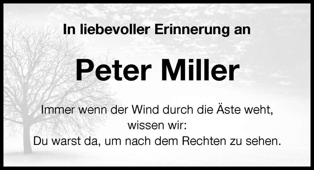 Traueranzeigen Von Peter Miller Augsburger Allgemeine Zeitung