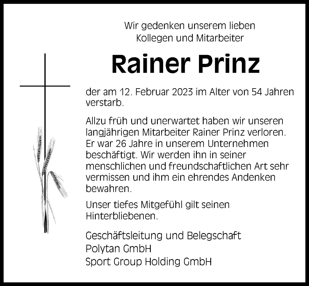 Traueranzeigen Von Rainer Prinz Augsburger Allgemeine Zeitung