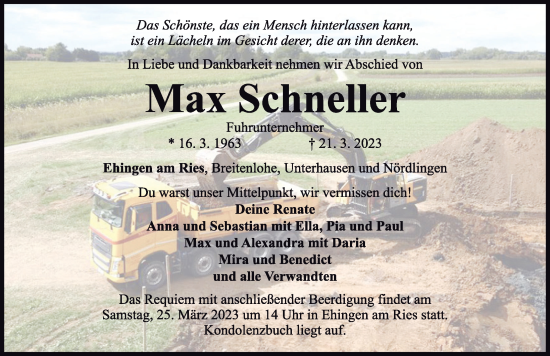 Traueranzeigen Von Max Schneller Augsburger Allgemeine Zeitung