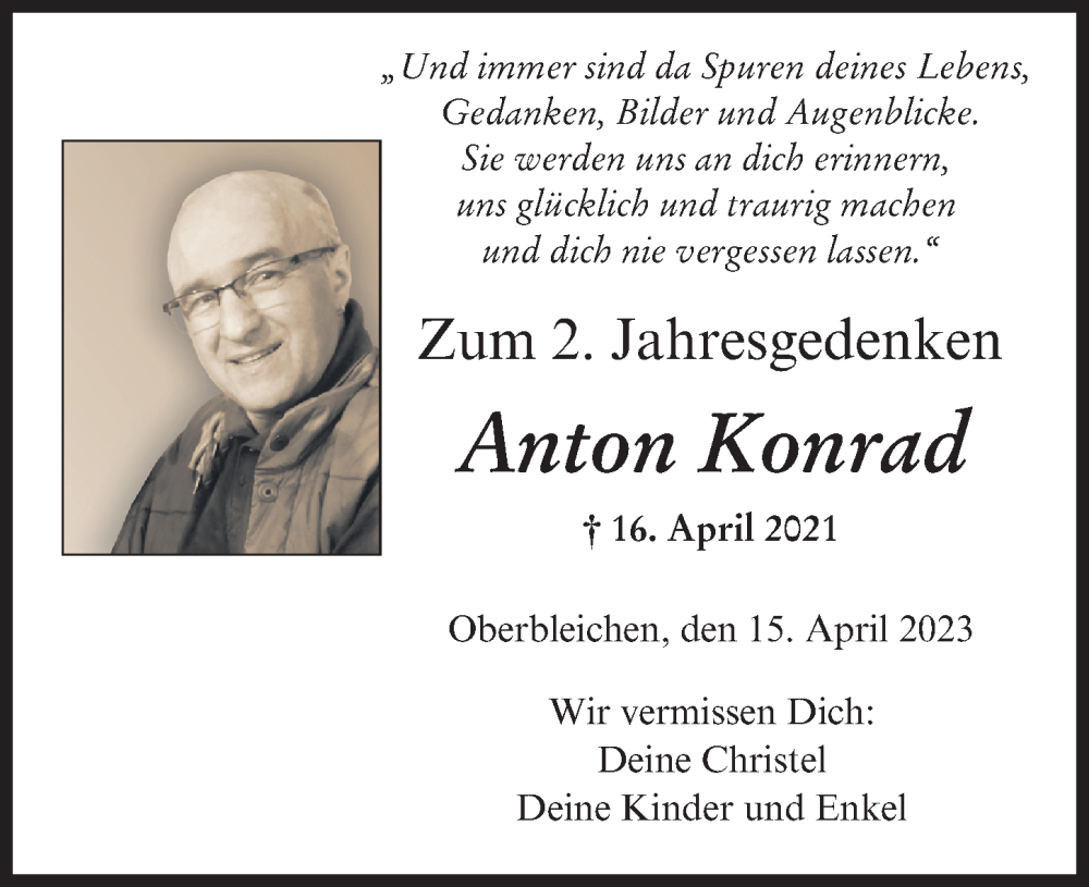 Traueranzeigen Von Anton Konrad Augsburger Allgemeine Zeitung