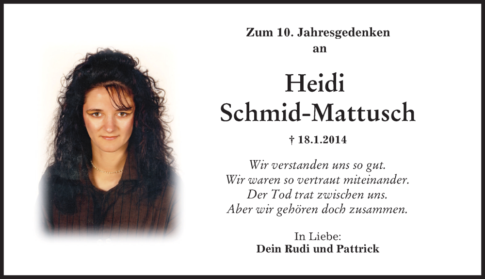 Traueranzeigen Von Heidi Schmid Mattusch Augsburger Allgemeine Zeitung