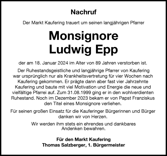 Traueranzeigen Von Ludwig Epp Augsburger Allgemeine Zeitung