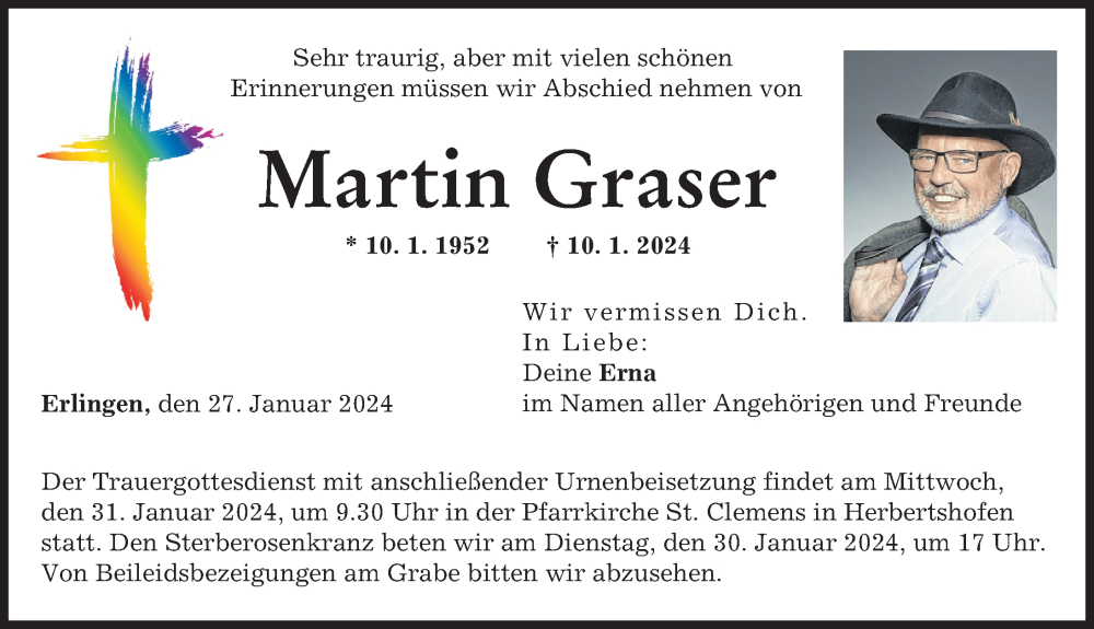 Traueranzeigen Von Martin Graser Augsburger Allgemeine Zeitung