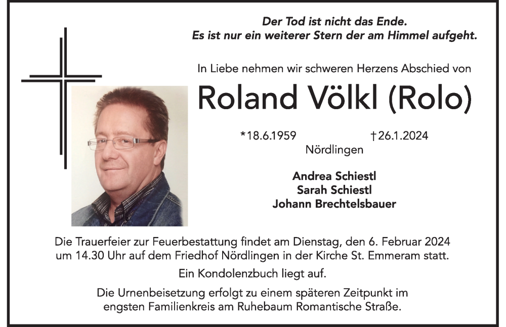 Traueranzeigen von Roland Völkl Augsburger Allgemeine Zeitung