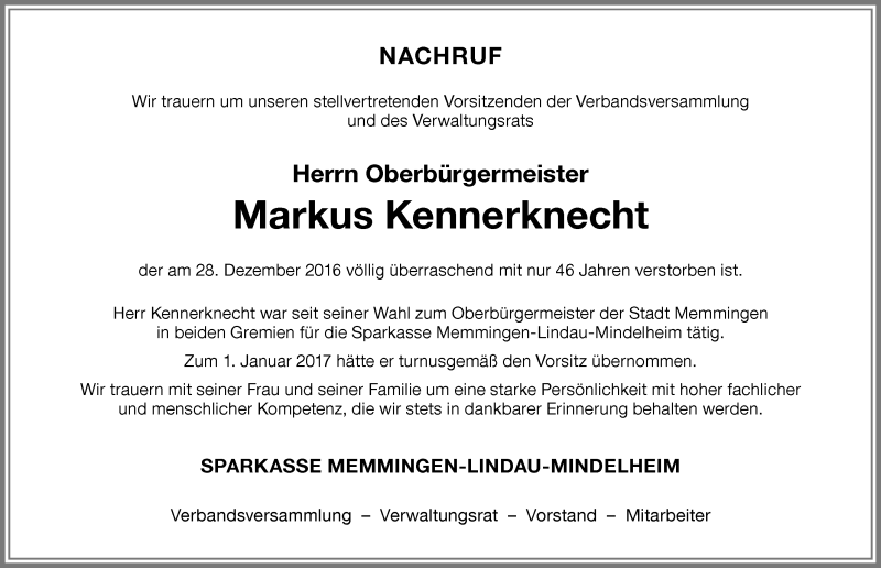 Traueranzeige von Markus Kennerknecht von Allgäuer Zeitung