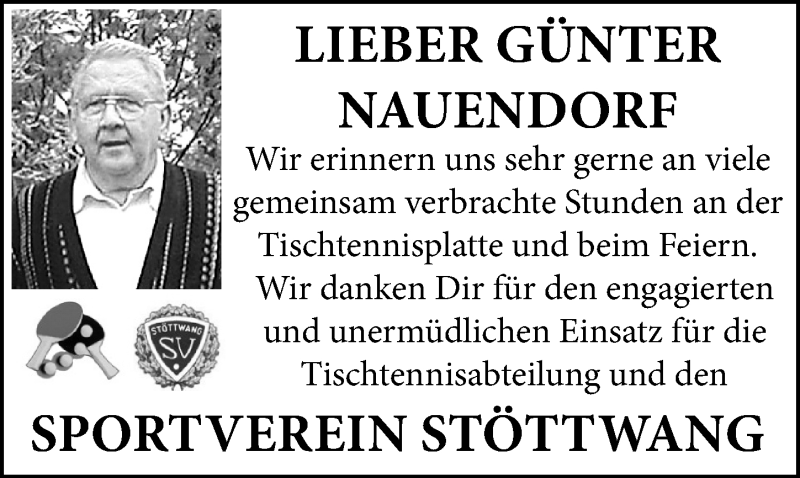 Traueranzeige von Günter Nauendorf von Allgäuer Zeitung, Kaufbeuren/Buchloe