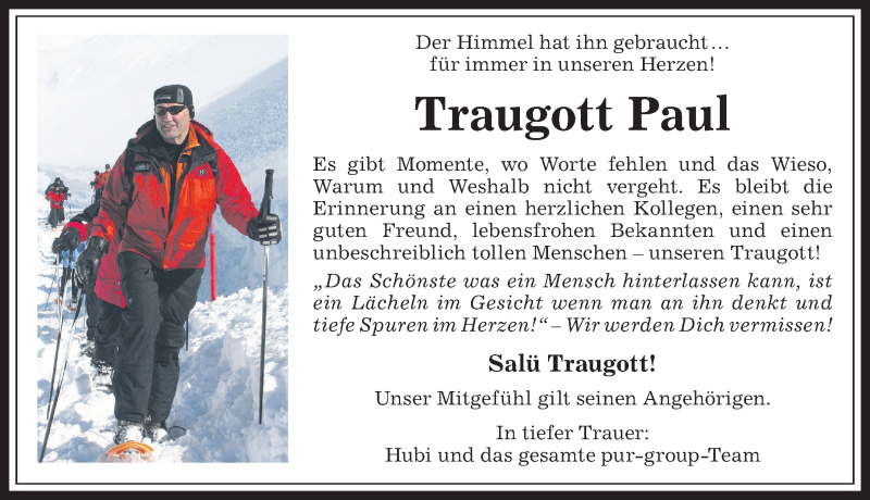 Traueranzeige von Traugott Paul von Allgäuer Anzeigeblatt
