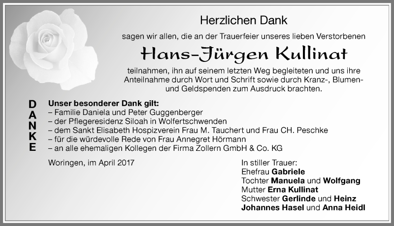 Traueranzeige von Hans-Jürgen Kullinat von Memminger Zeitung