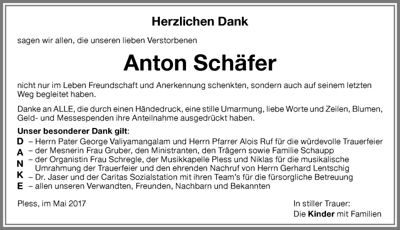 Traueranzeige von Anton Schäfer von Memminger Zeitung