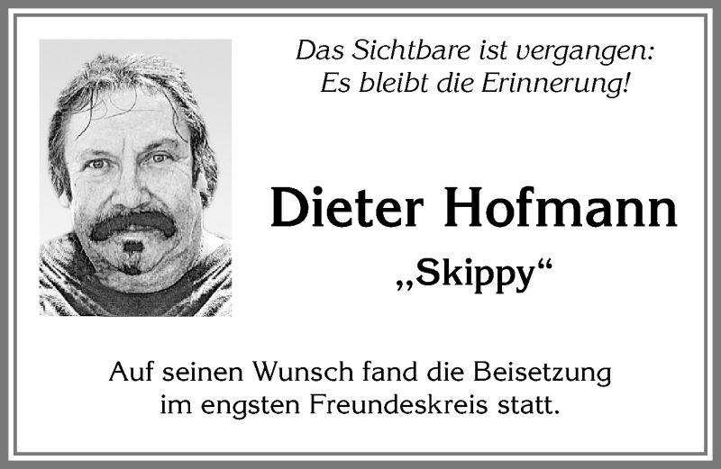 Traueranzeige von Dieter Hofmann von Allgäuer Zeitung, Kaufbeuren/Buchloe