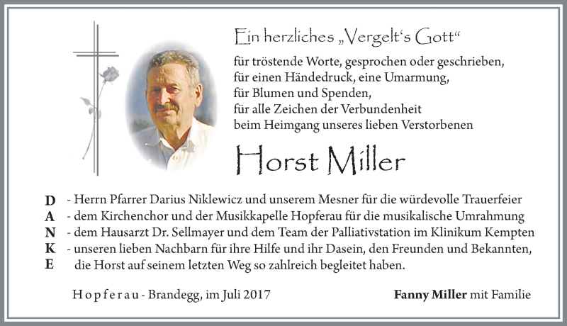 Traueranzeige von Horst Miller von Allgäuer Zeitung, Füssen