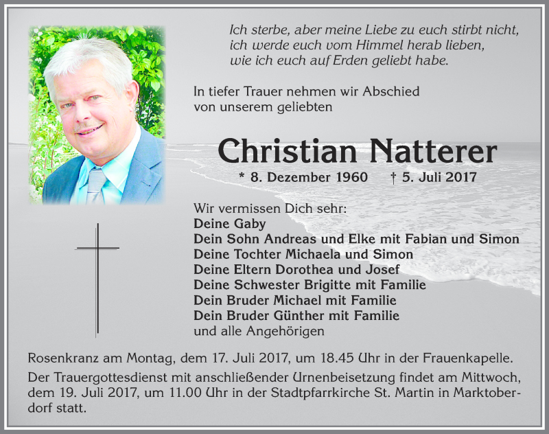 Traueranzeige von Christian Natterer von Allgäuer Zeitung, Marktoberdorf