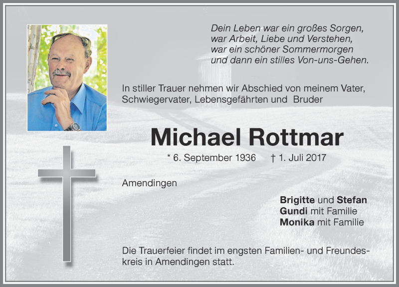 Traueranzeige von Michael Rottmar von Memminger Zeitung