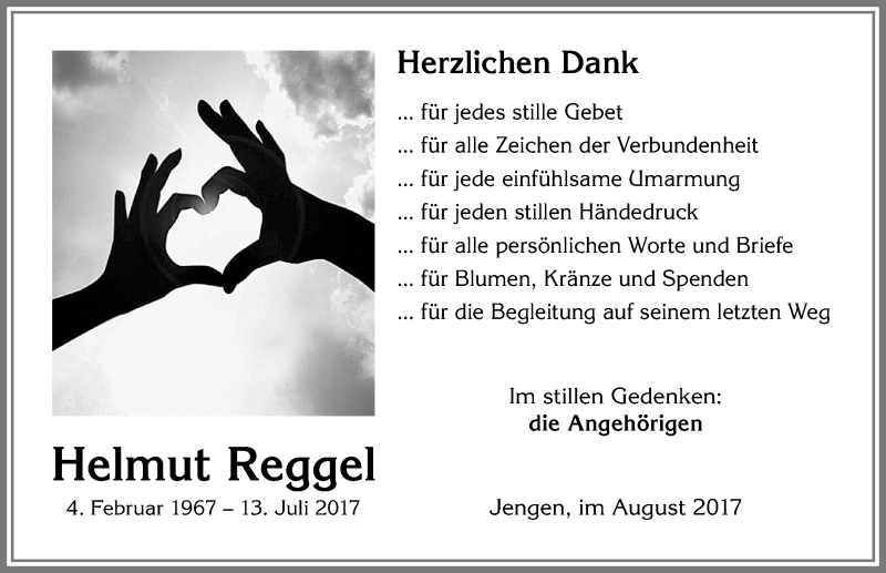 Traueranzeige von Helmut Reggel von Allgäuer Zeitung, Kaufbeuren/Buchloe