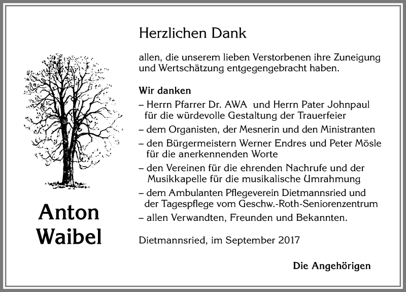 Traueranzeige von Anton Waibel von Allgäuer Zeitung,Kempten