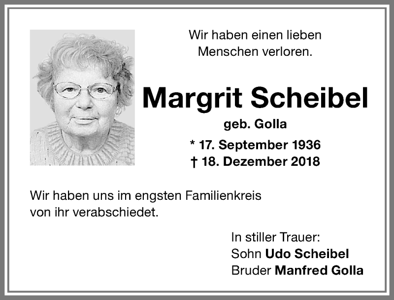 Traueranzeige von Margrit Scheibel von Memminger Zeitung