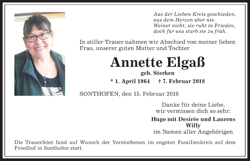 Traueranzeige von Annette Elgaß von Allgäuer Anzeigeblatt