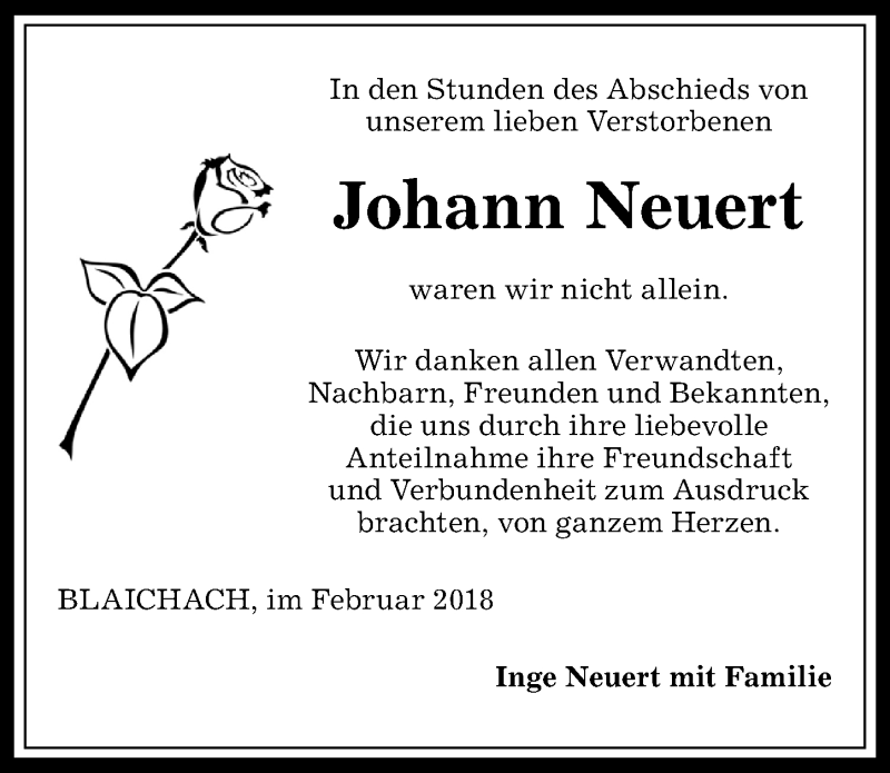 Traueranzeige von Johann Neuert von Allgäuer Anzeigeblatt