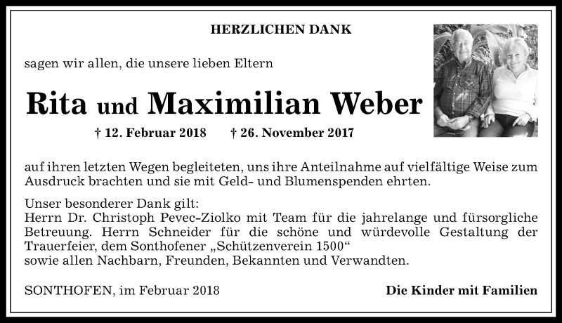 Traueranzeige von Rita Weber von Allgäuer Anzeigeblatt