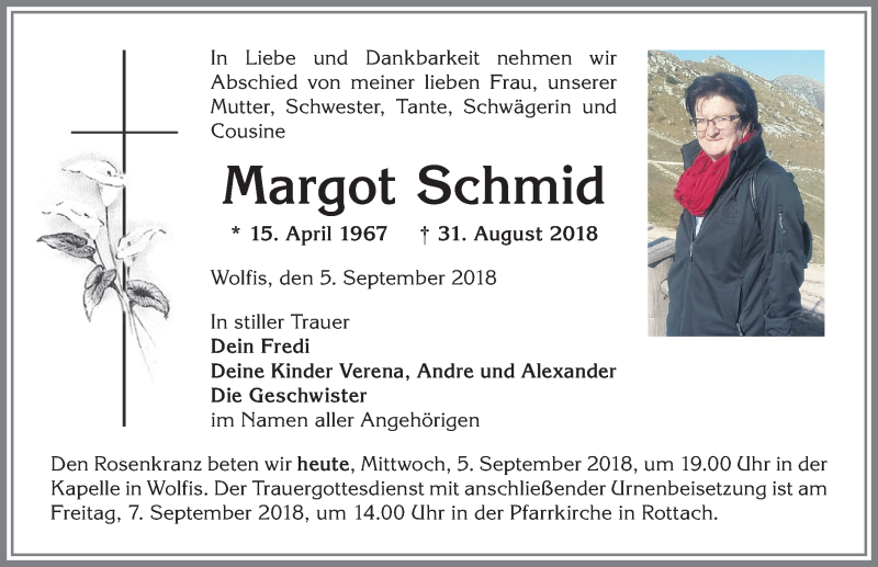 Traueranzeige von Margot Schmid von Allgäuer Zeitung
