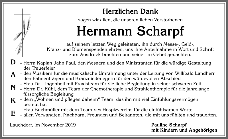 Traueranzeige von Hermann Scharpf von Allgäuer Zeitung