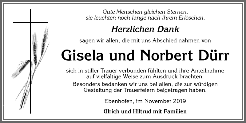 Traueranzeige von Norbert Dürr von Allgäuer Zeitung, Marktoberdorf