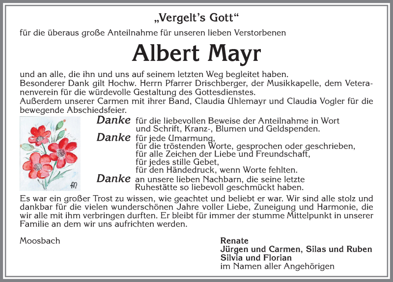 Traueranzeige von Albert Mayr von Allgäuer Zeitung,Kempten