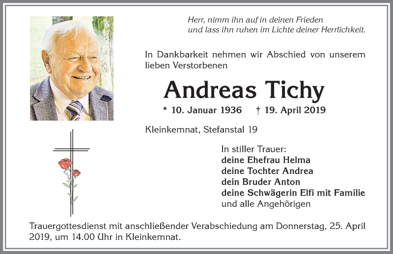 Traueranzeige von Andreas Tichy von Allgäuer Zeitung, Kaufbeuren/Buchloe
