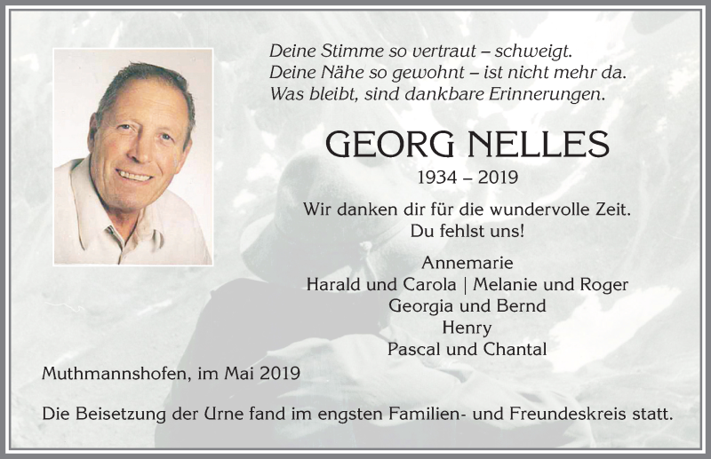 Traueranzeige von Georg Nelles von Allgäuer Zeitung,Kempten
