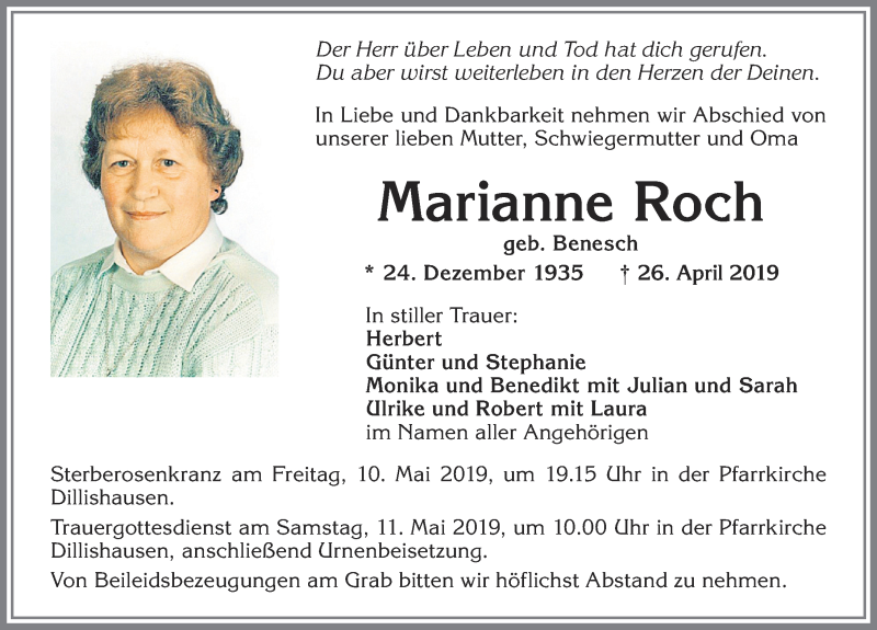 Traueranzeige von Marianne Roch von Allgäuer Zeitung