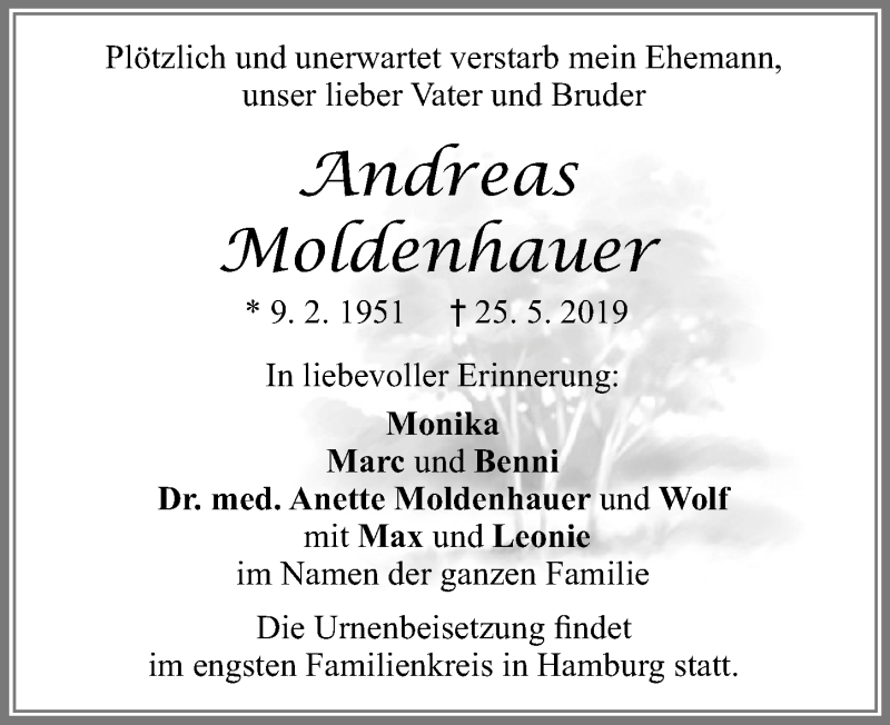 Traueranzeige von Andreas Moldenhauer von Allgäuer Zeitung, Füssen