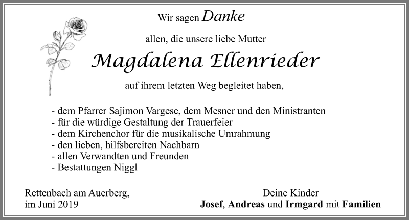 Traueranzeige von Magdalena Ellenrieder von Allgäuer Zeitung, Marktoberdorf