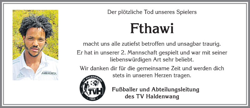 Traueranzeige von Fthawi  von Allgäuer Zeitung,Kempten