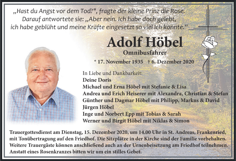 Traueranzeige von Adolf Höbel von Allgäuer Zeitung, Kaufbeuren/Buchloe