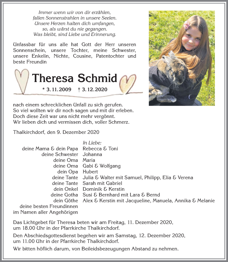 Traueranzeige von Theresa Schmid von Allgäuer Anzeigeblatt
