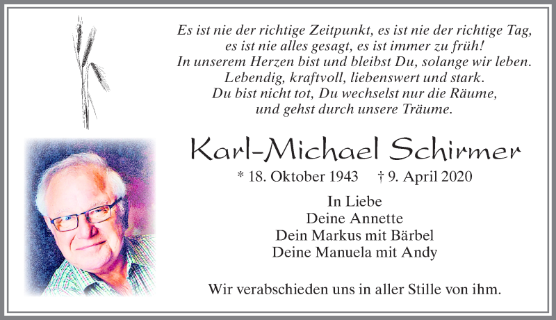 Traueranzeige von Karl-Michael Schirmer von Allgäuer Zeitung, Füssen