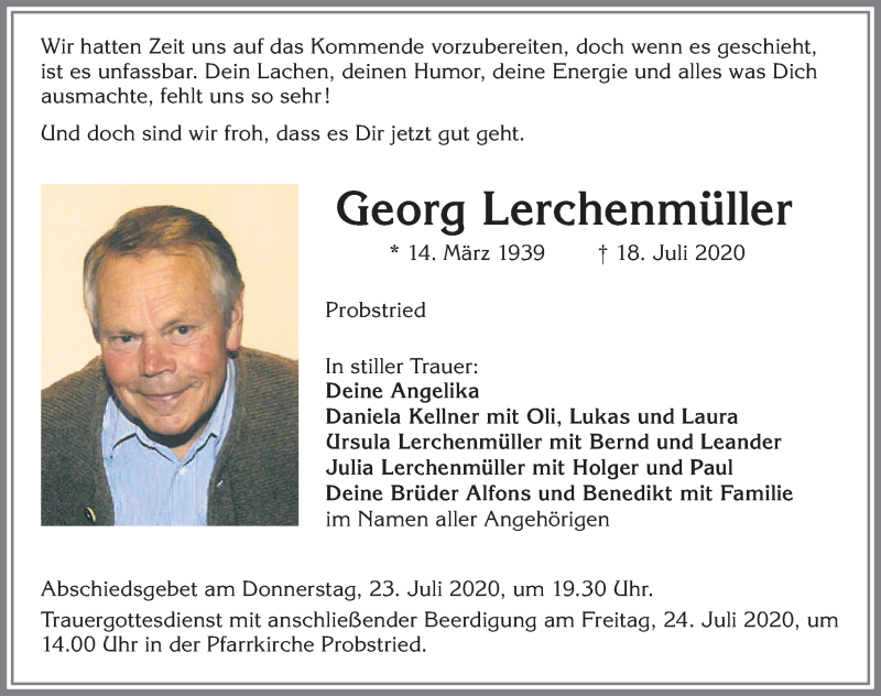 Traueranzeige von Georg Lerchenmüller von Allgäuer Zeitung